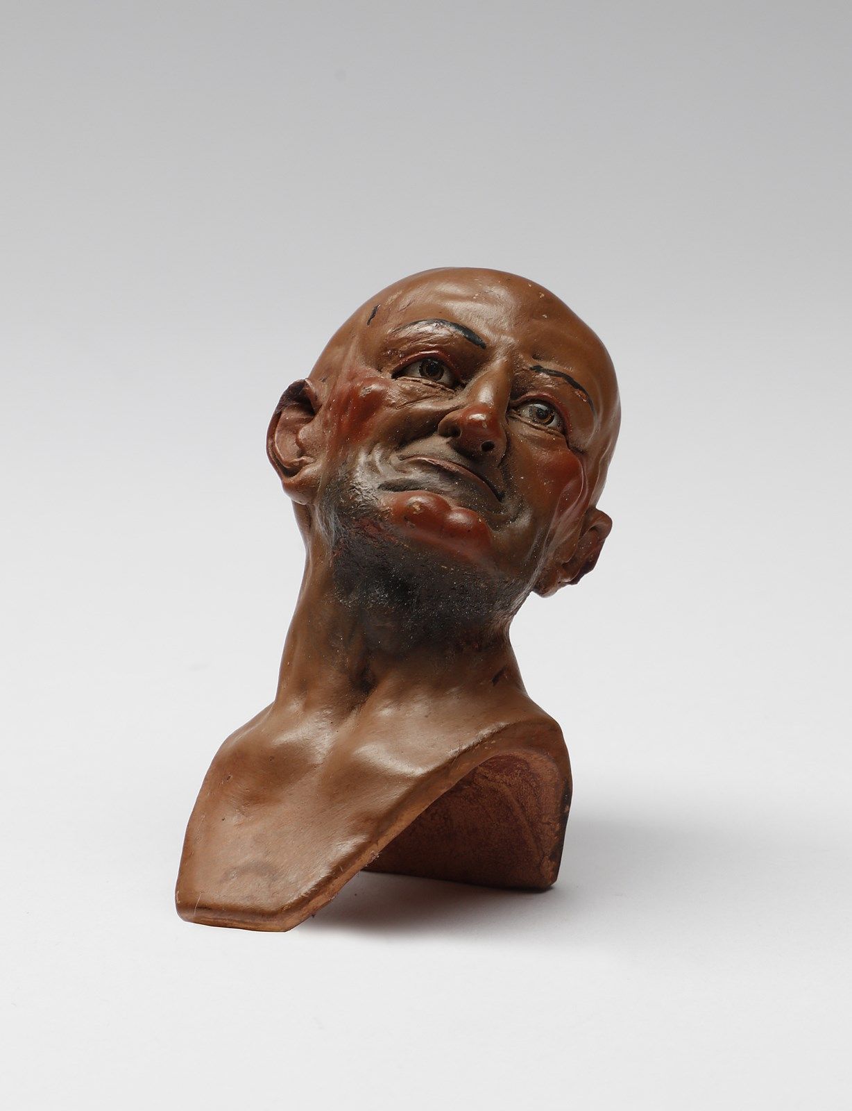 PLASTICATORE ITALIANO DEL XVIII SECOLO Male head in polychrome terracotta and gl&hellip;