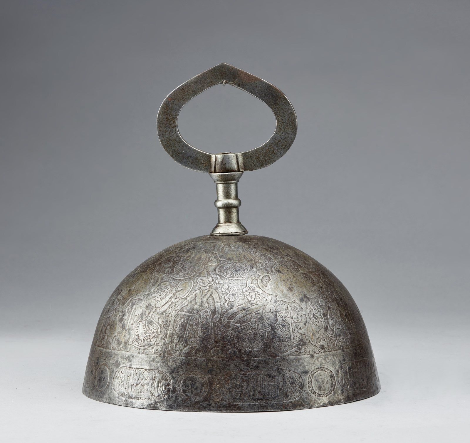 Arte Islamica An acid etched steel Qajar bell with animals, courtly scenes and i&hellip;