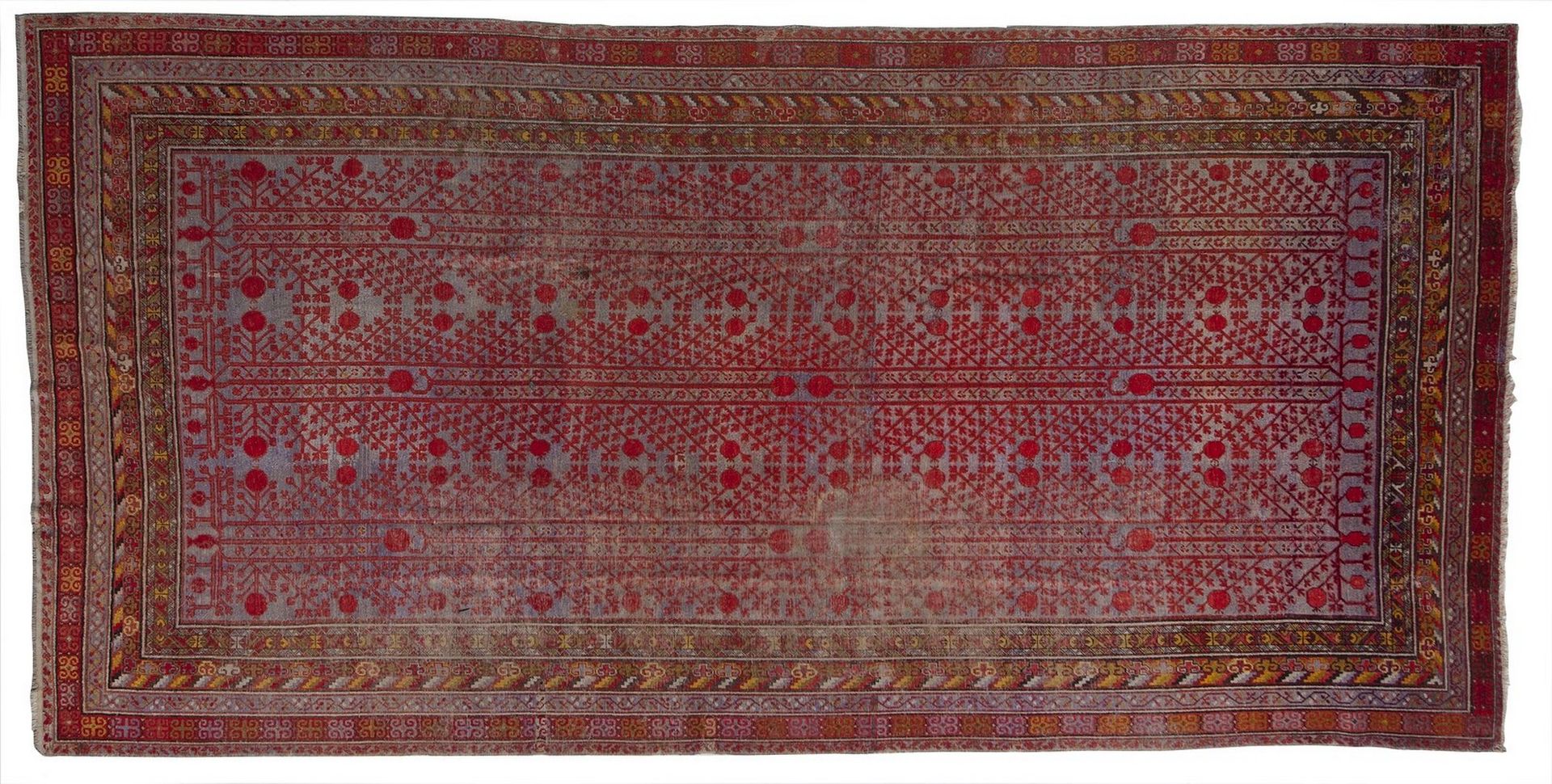 Arte Islamica A large Khotan Samarkand carpet with pomegranate design Central As&hellip;