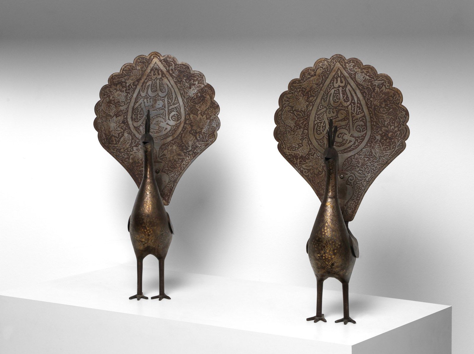 Arte Islamica A pair of Qajar large iron peacocks inlaid with brass Iran, 19th c&hellip;