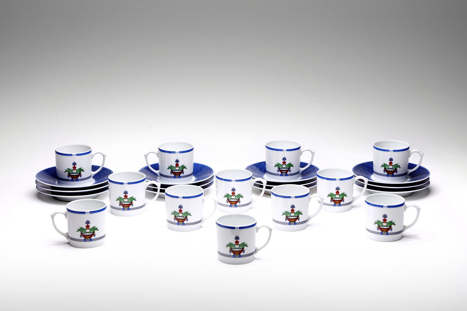 CARTIER Coffee service consisting of 12 cups with saucer decorated in limoges po&hellip;