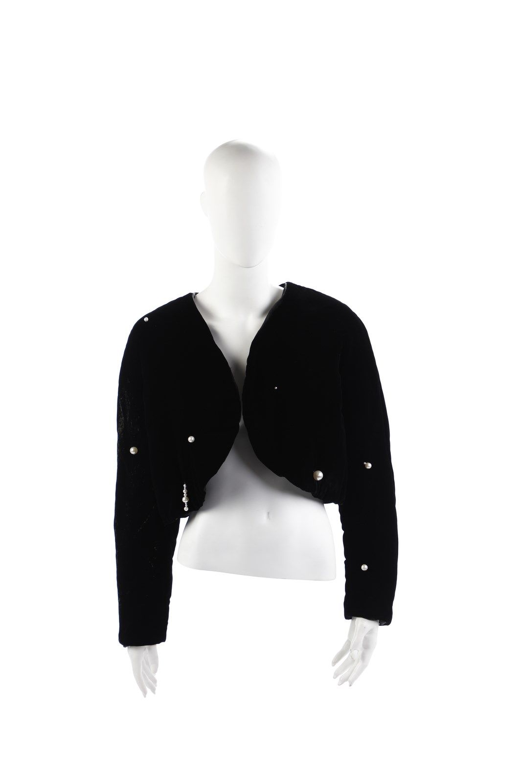 CINZIA RUGGERI Black velvet jacket with pearl applications. Sospyroz series. Cer&hellip;