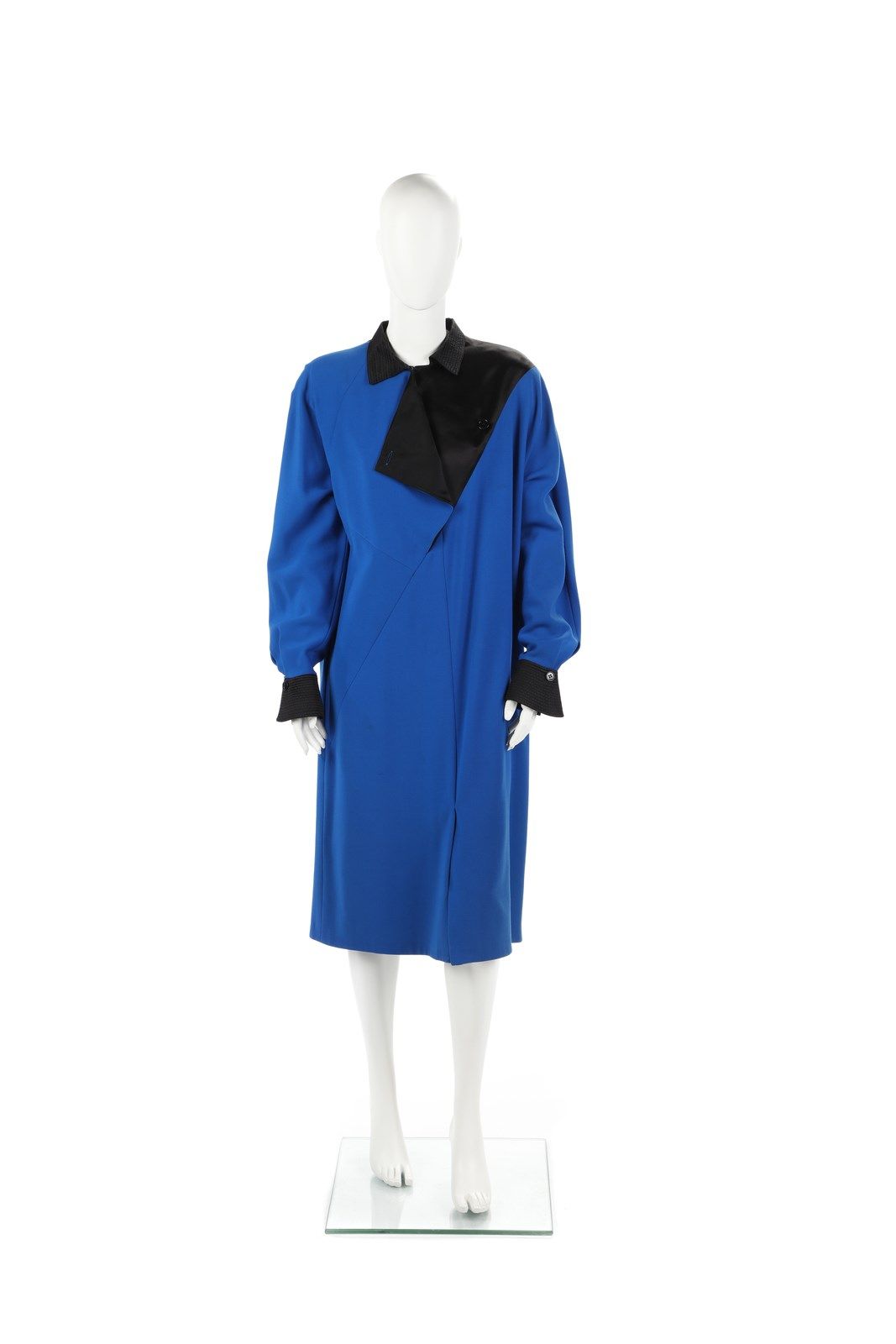 GIANFRANCO FERRE' Electric blue dress with wide neck and contrasting black cuffs&hellip;