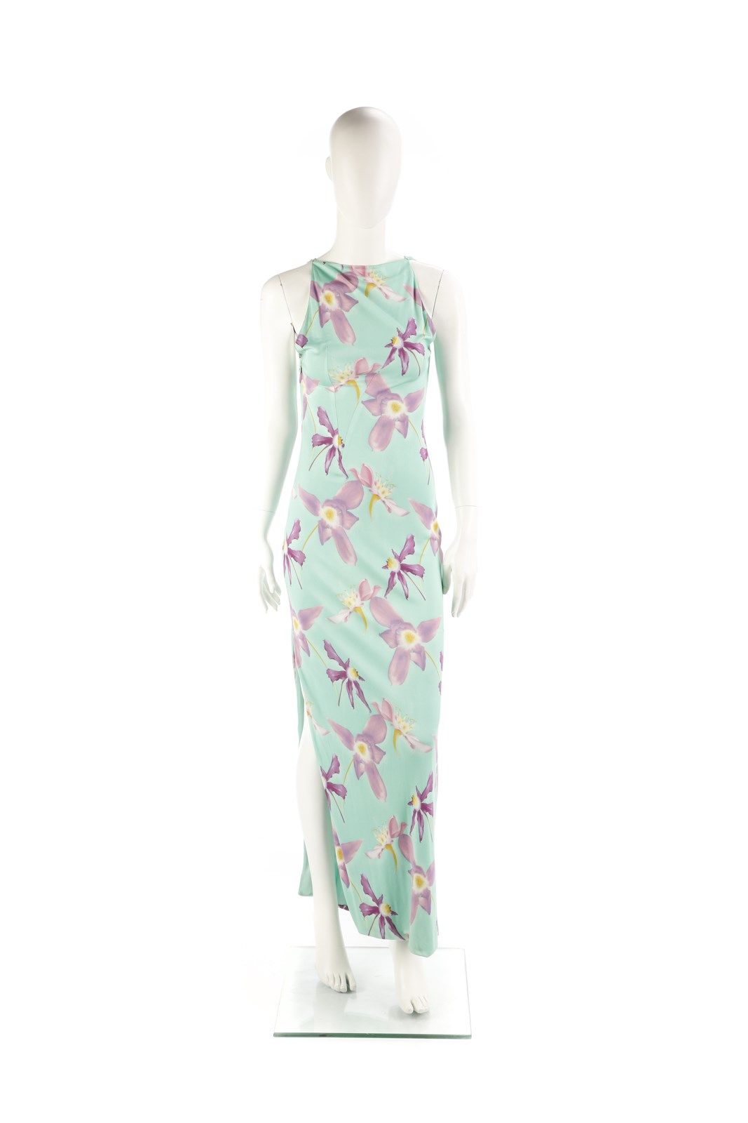 GIANNI VERSACE Long sleeveless silk dress with orchid print. Taglia 42IT. Made i&hellip;