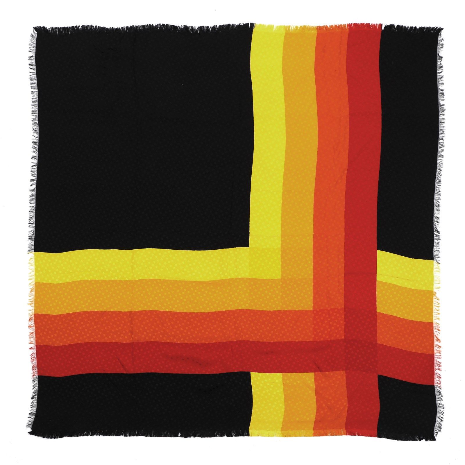 SAINT LAURENT Multicolored silk stole (black, red, orange and yellow). Étole en &hellip;