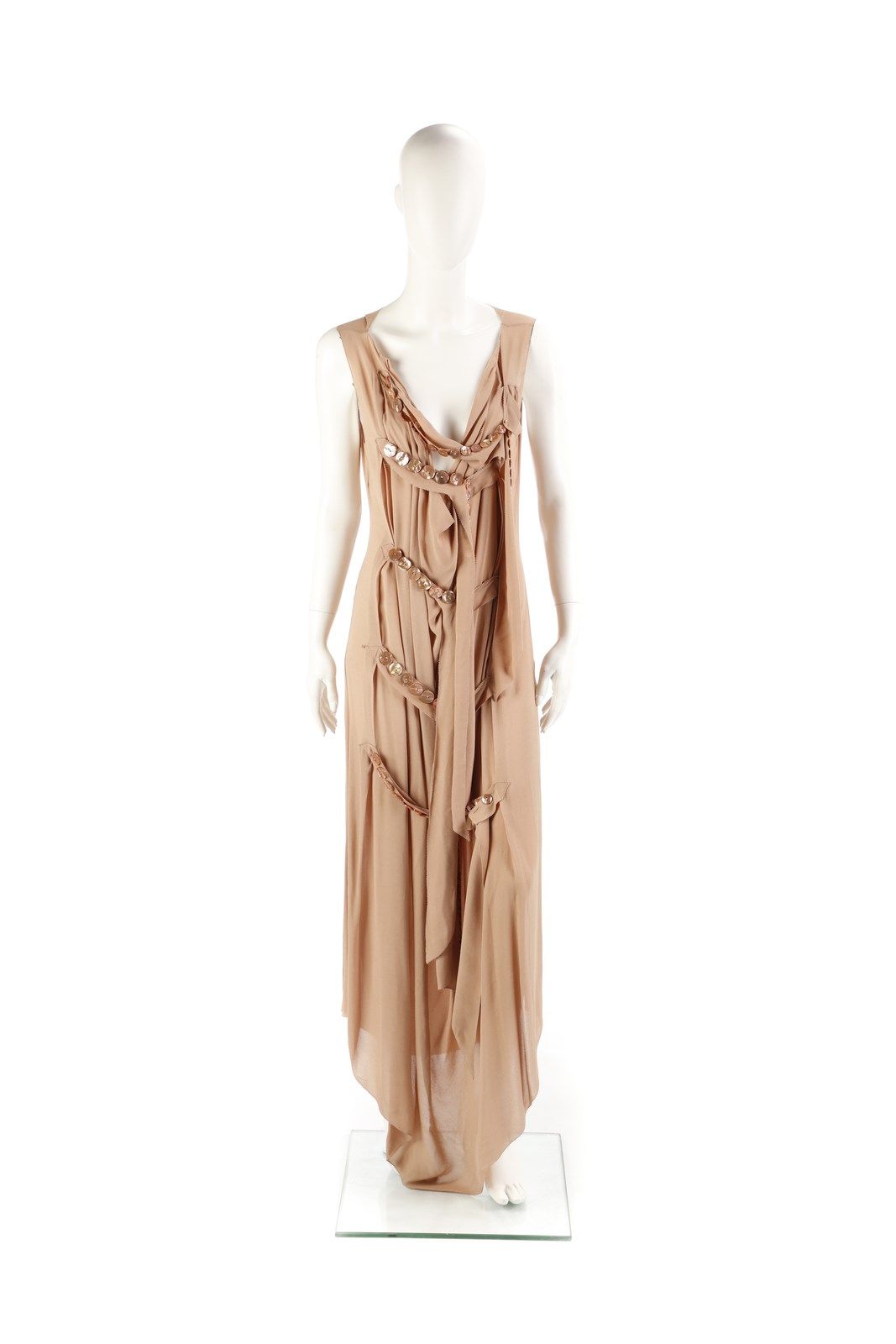 JEAN-PAUL GAULTIER Long sleeveless dress with applied buttons. Size 42IT. Robe l&hellip;