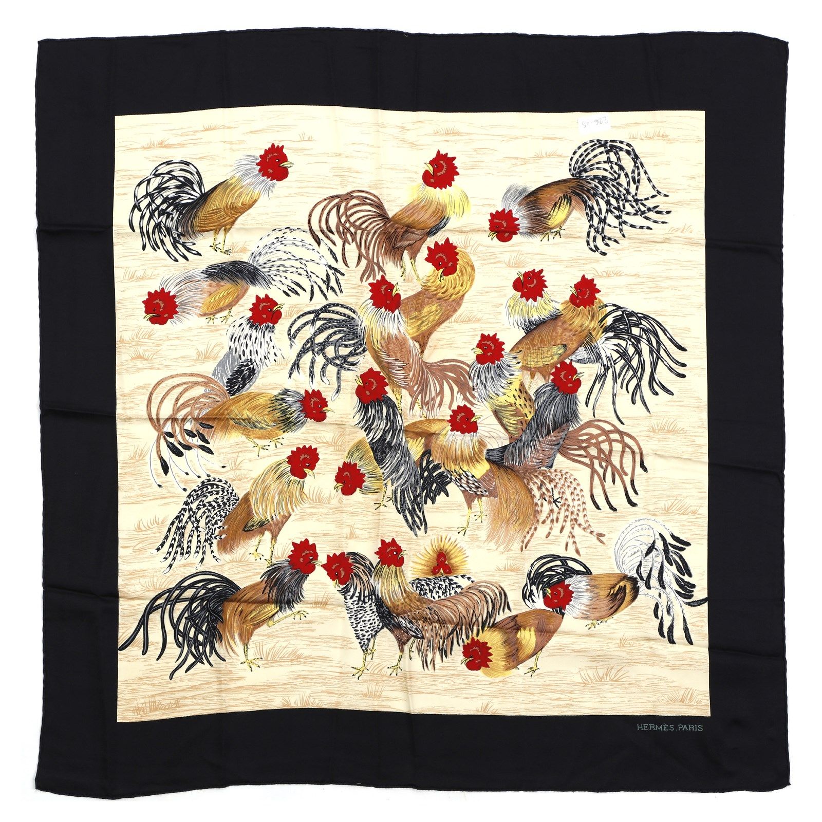HERMES PARIS Silk foulard. The roosters. Foulard en soie. Les coqs. 1960. Soie. &hellip;