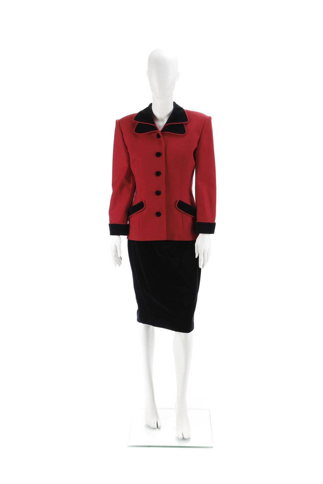 NORMA KAMALI Red suit jacket with double collar, pockets and cuffs in contrastin&hellip;