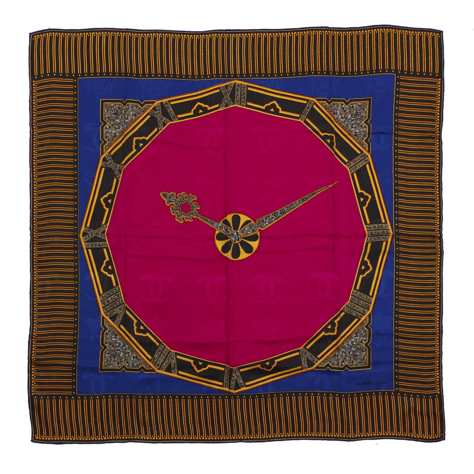 CARTIER Multicolored silk foulard. 多色丝绸围巾。丝质。厘米84,00 x 84,00。完美的状态。