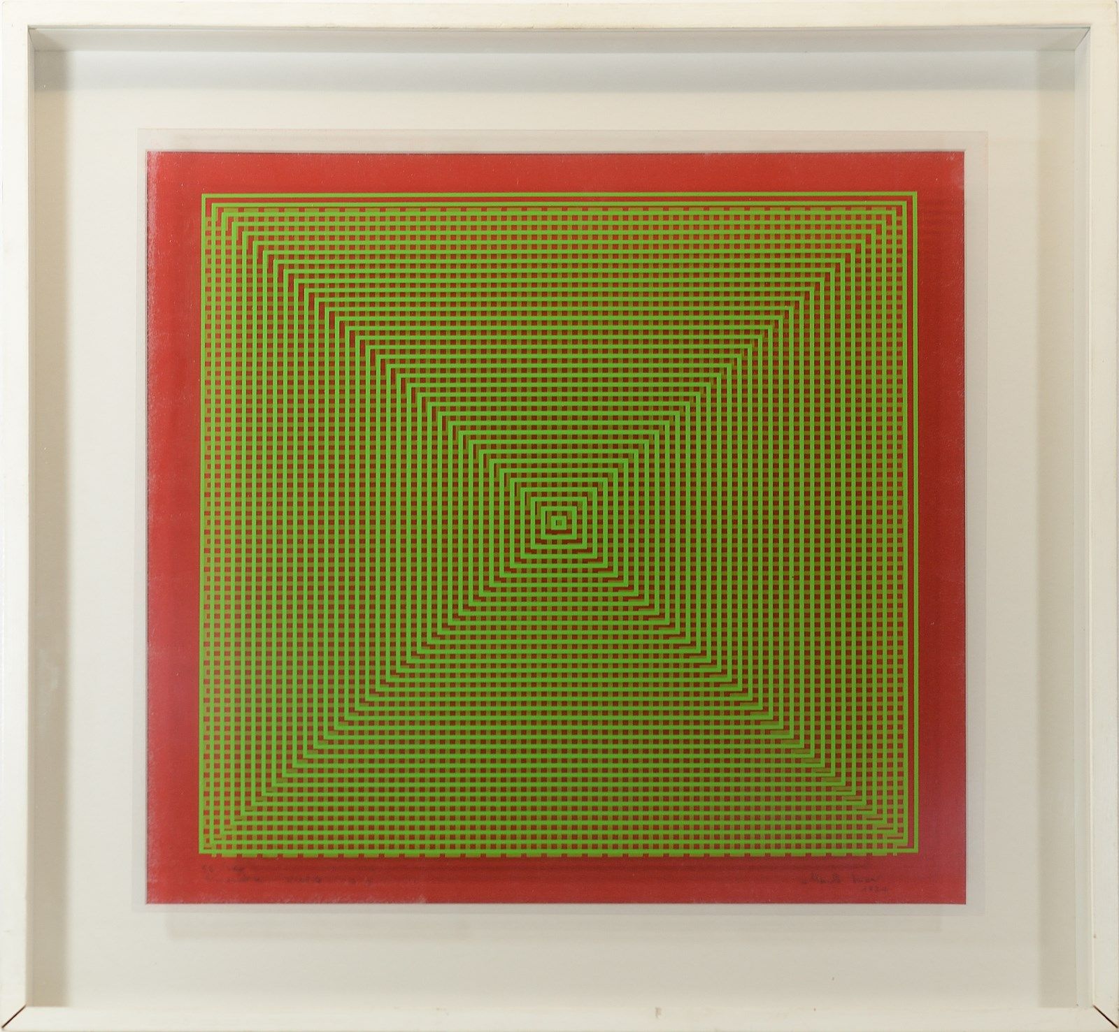 BIASI ALBERTO (n. 1937) BIASI ALBERTO (b. 1937).项目S1，红色背景上的绿色的视觉动态。91/100.版本、标题、&hellip;
