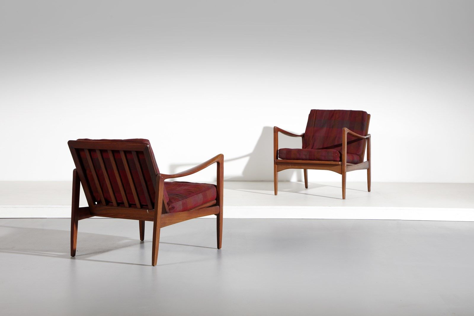 DANISH WORK DANISH WORK Pair of armchairs. Teak and fabric.. Cm 72,00 x 70,00 x &hellip;