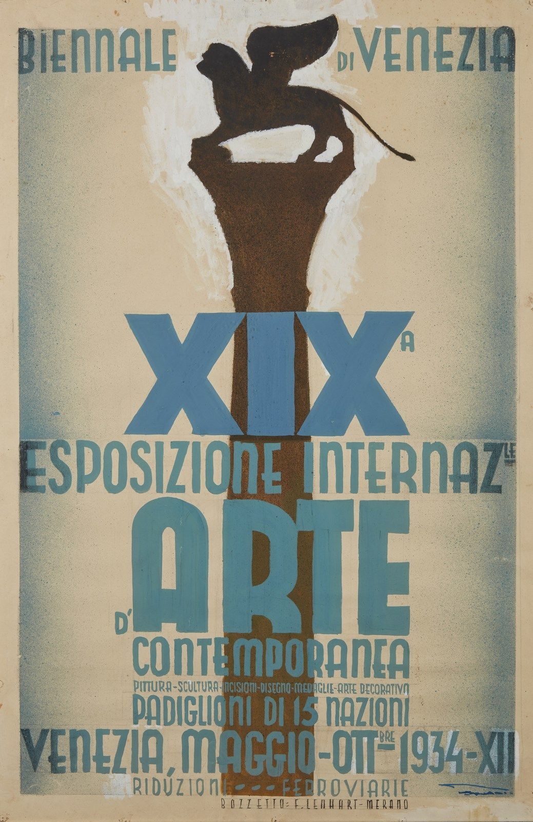 LENHART FRANZ (1898 - 1992) Bozzetto per il manifesto della XIX Biennale di Vene&hellip;