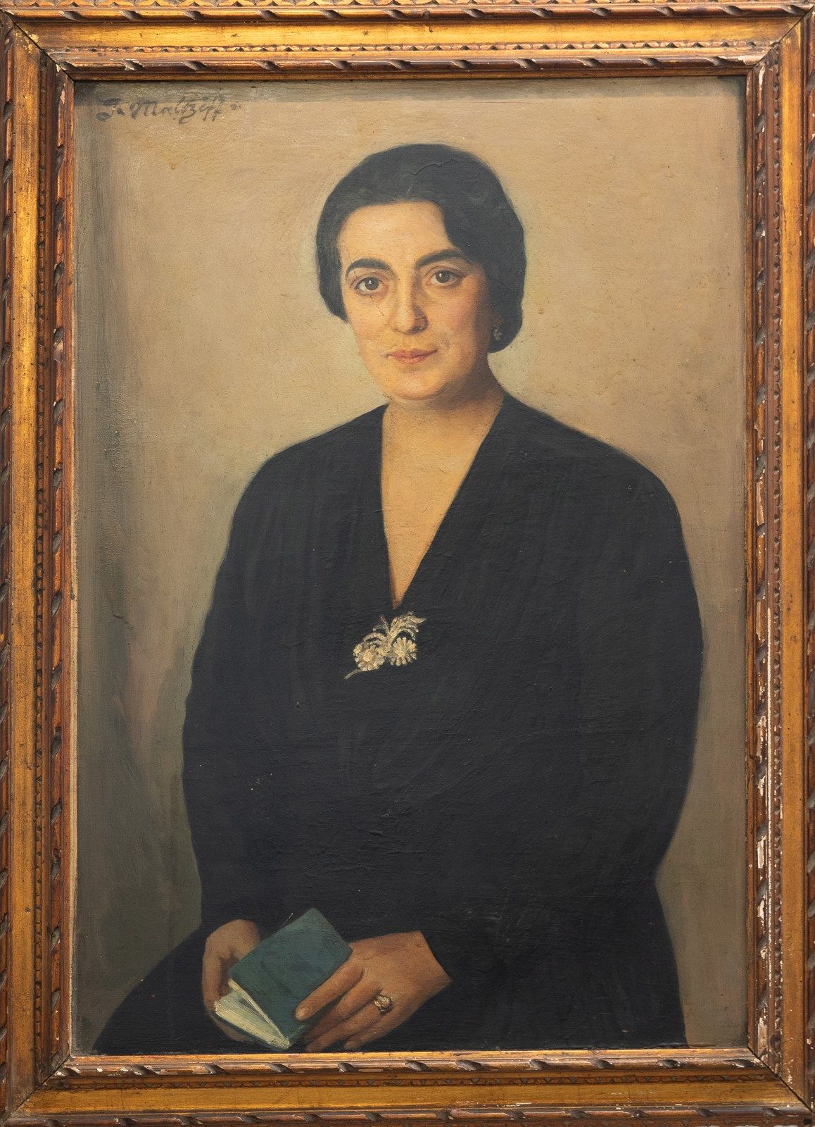MALTZEV GREGORY (1880 - 1952) Ritratto. 马尔兹耶夫-格雷戈里（1880 - 1952）。肖像...签名左上方。Cm 60&hellip;