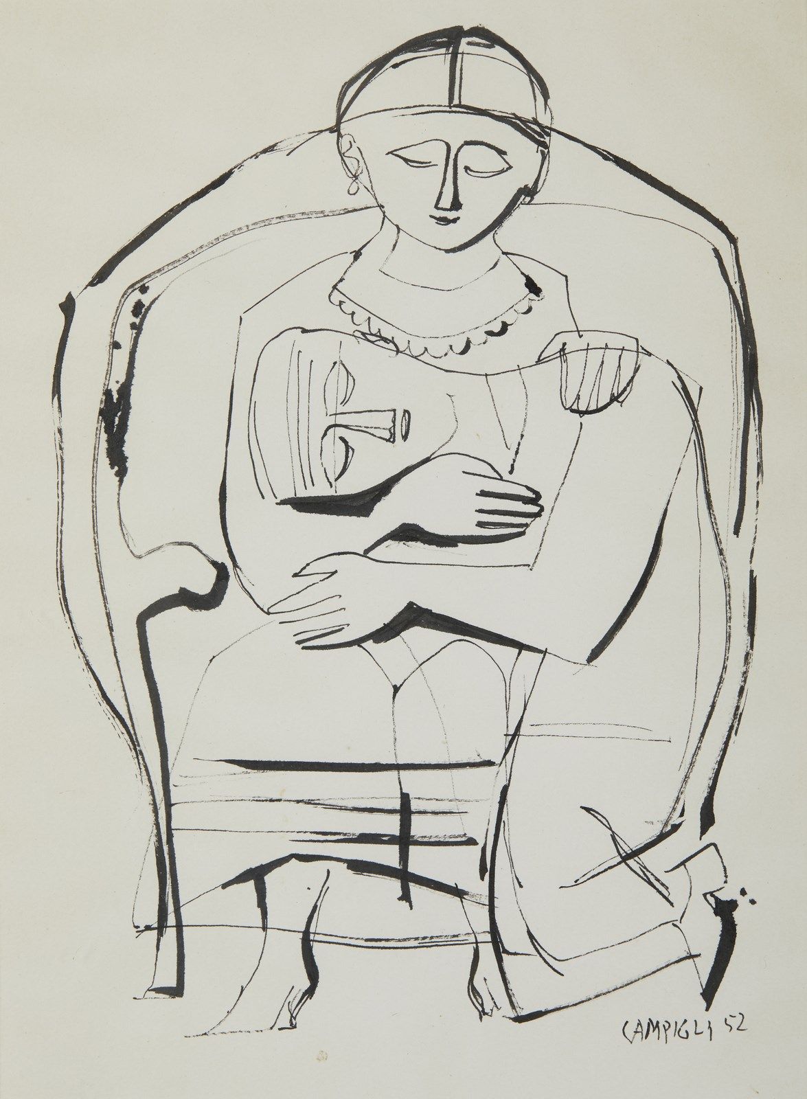 CAMPIGLI MASSIMO (1895 - 1971) Untitled. 坎皮利-马西莫（1895 - 1971）。无题。签名和年份在右下方。出版：Ma&hellip;