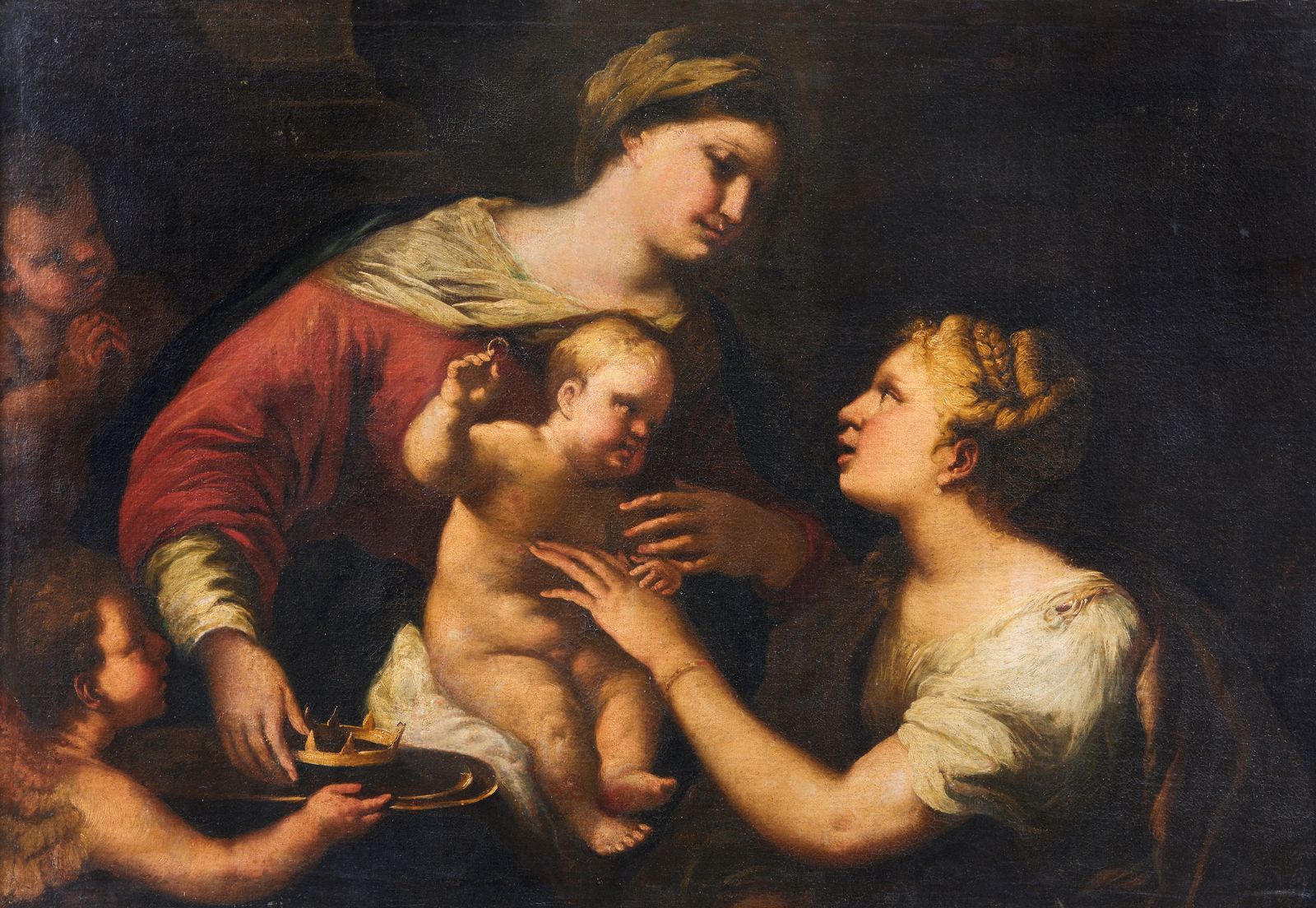 GIORDANO LUCA (1634 - 1705) 乔丹诺-卢卡（1634 - 1705）。圣凯瑟琳的神秘婚姻。该作品附有Stefano Causa教授的专&hellip;