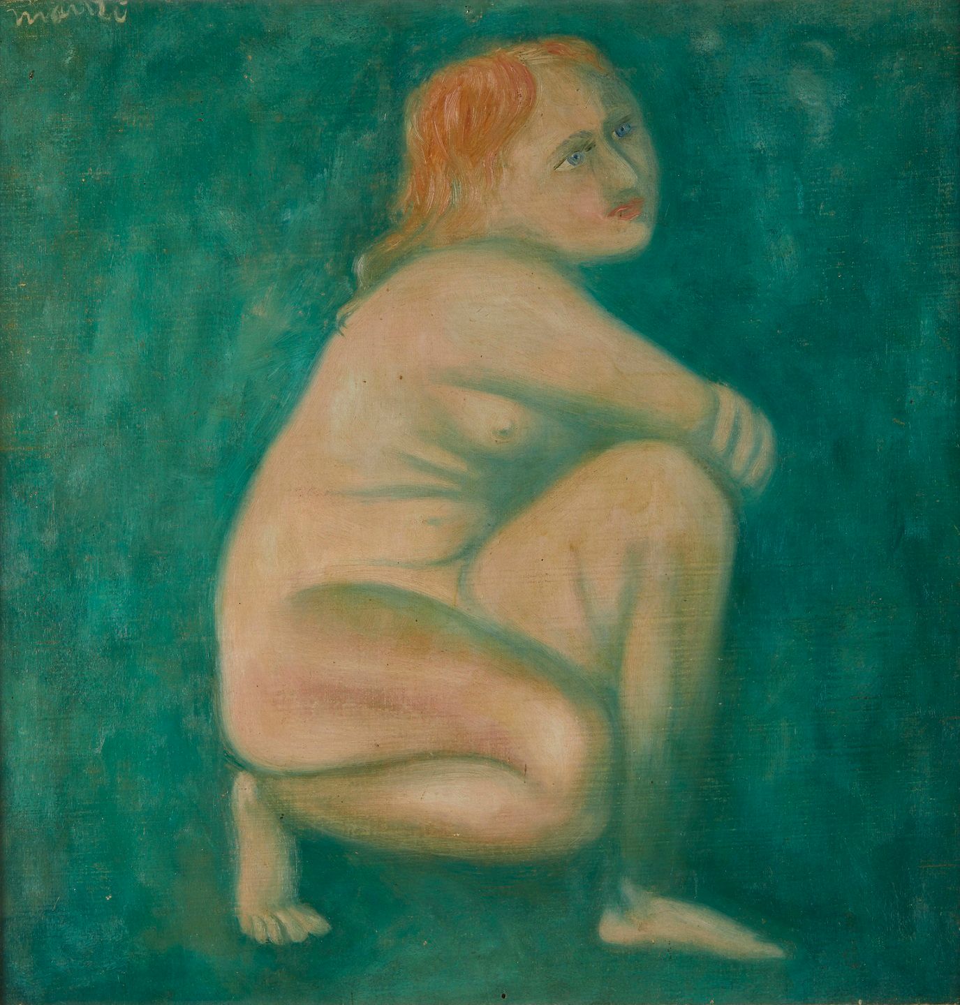 MANZU' GIACOMO (1908 - 1991) 曼祖-贾科莫（1908 - 1991）。一个女人的裸体。签名左上角。在后面1915-1935年意大利的&hellip;
