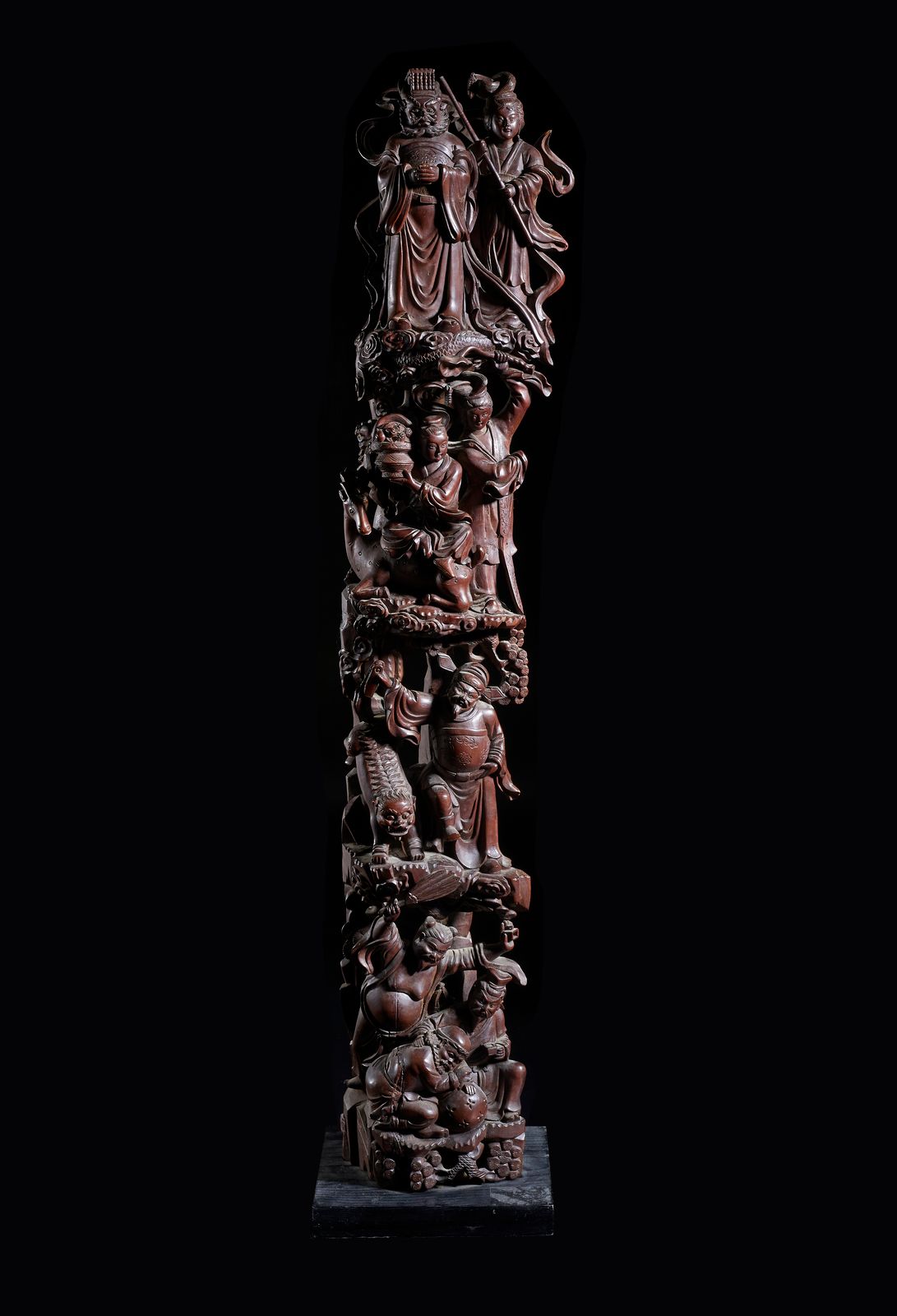 Chinese Art A large carved hard wood timber depicting a group of Taoist deities &hellip;