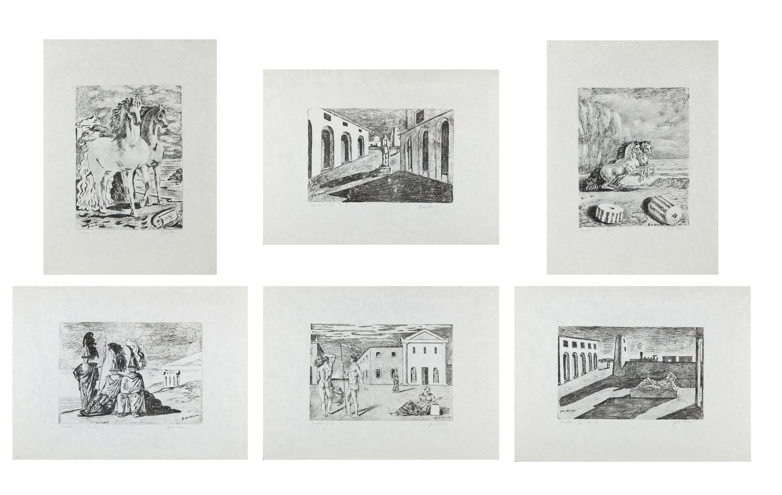 DE CHIRICO GIORGIO (1888 - 1978) DE CHIRICO GIORGIO (1888 - 1978) Sei litografie&hellip;