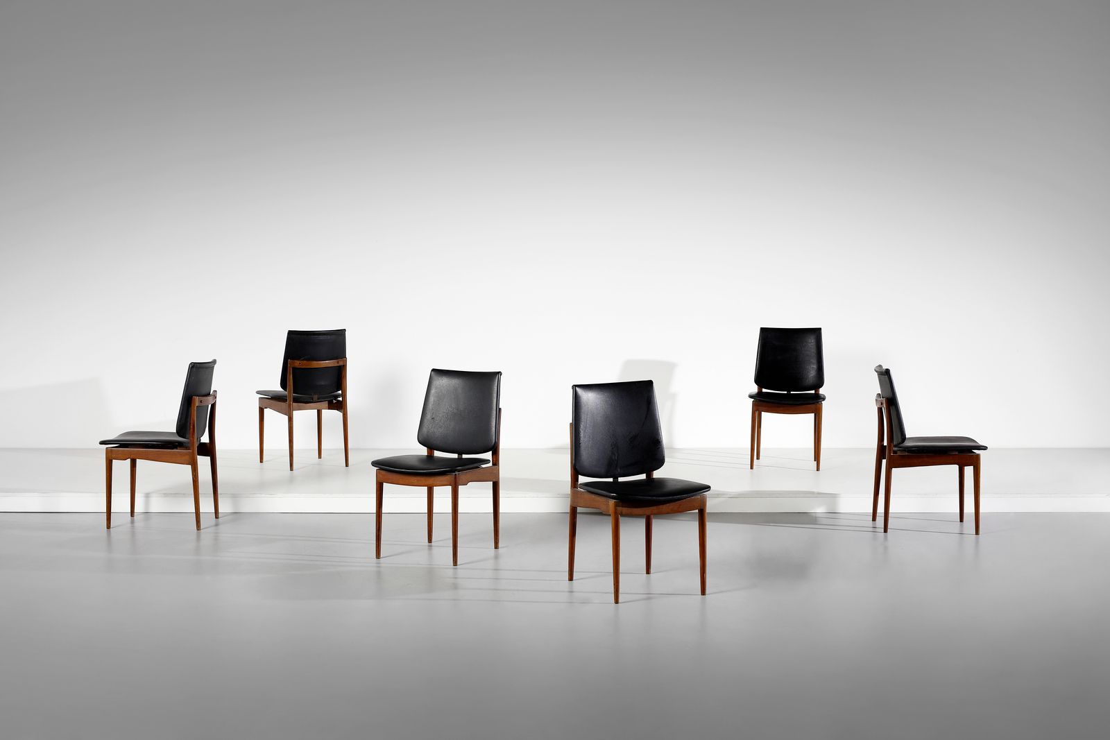 DANISH WORK DANISH WORK. Six chairs. 1950s.. Cm 50,00 x 82,00 x 46,00.