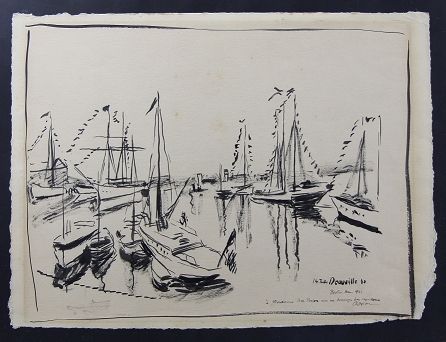 Adrion, Lucien (Straßburg 1889 - 1953 Paris) Disegno "Im Hafen von Deauville" (N&hellip;