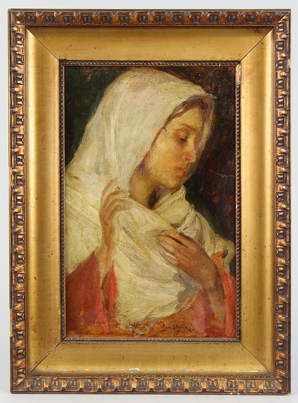 Styka, Jan (Lemberg 1858 - 1925 Rom) Tableau, huile sur carton, portrait d'une j&hellip;