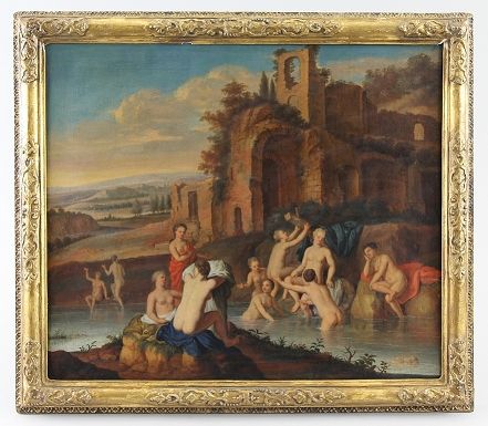 Poelenburgh, Cornelis van (Utrecht 1594/95 - 1667 Utrecht) attr. 油画 "沐浴的仙女"，布面油画&hellip;