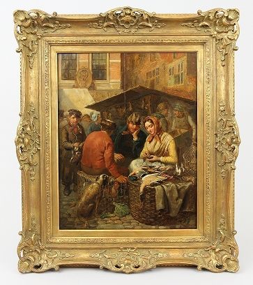 Leys, Hendrik Jan-Augustyn (Antwerpen 1815 - 1869) attr. 油画 "Die Vogelhändlerin"&hellip;