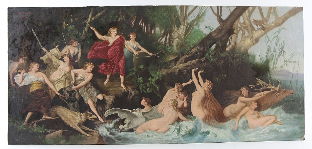 Hans Makart (Salzburg 1840 - 1884 Wien) nach Cuadro "Jagdzug der Diana", óleo so&hellip;