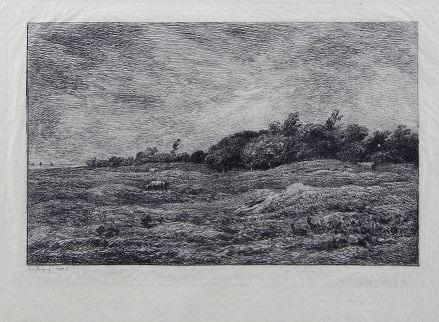 Daubigny, Charles-François (Paris 1817 - 1878 Paris) 蚀刻画 "Le Pré de Graves a Vil&hellip;