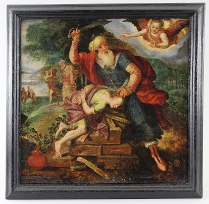 Stalbemt, Adriaen van (Antwerpen 1580 - 1662 Antwerpen) 画作 "亚伯拉罕献祭他的儿子以撒"，橡木板油画，&hellip;