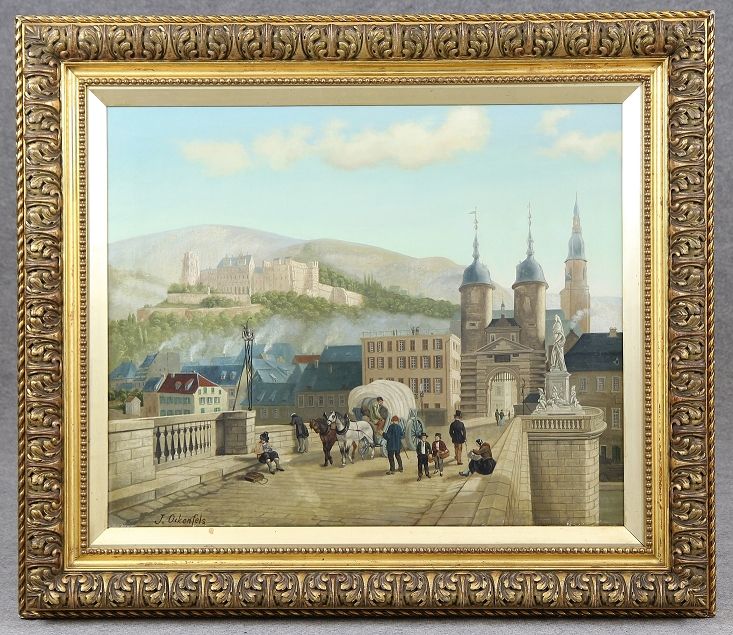 Ockenfels, J. (Deutscher Maler des 19. Jhd.) Pittura "Veduta di Heidelberg con i&hellip;