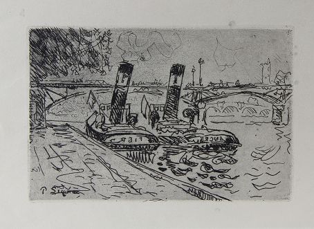 Signac, Paul (Paris 1863 - 1935 Paris) Aquatintaradierung "Paris: Le Pont des Ar&hellip;