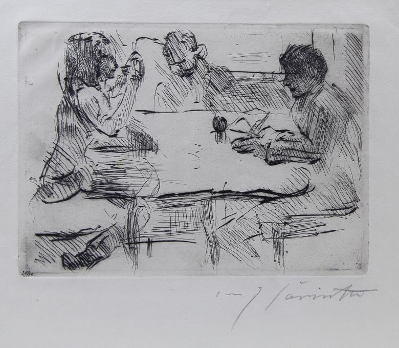 Corinth, Lovis (Tapiau/Ostpreußen 1886 - 1925 Zandvoort) 水粉蚀刻画 "Familie am Tisch&hellip;