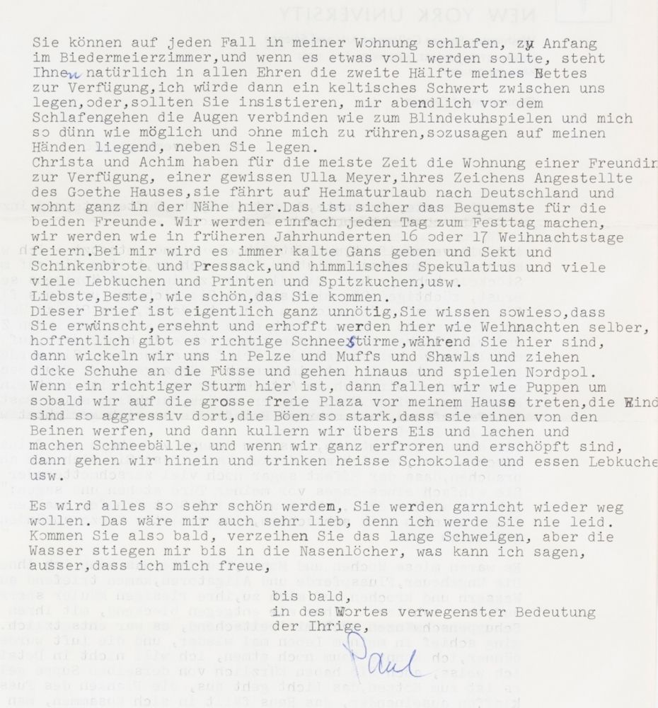 Becker, Reinhard Paul. Becker, Reinhard Paul. Typewritten letter in German with &hellip;
