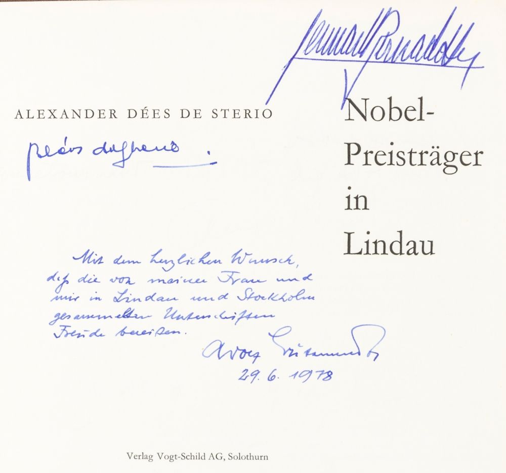 Nobelpreisträger - - Dées de Sterio, 诺贝尔奖获得者---德 -斯特里奥，亚历山大。 诺贝尔奖得主在林道。附有阿道夫-布特南&hellip;