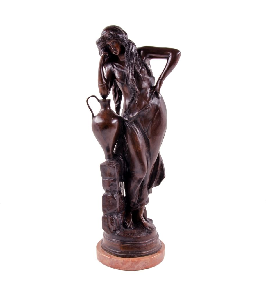 Cherc (nach). Rebecca. Bronzeskulptur, Cherc（后）。 丽贝卡。青铜雕塑，大理石板上有棕色斑纹。20世纪。尺寸：61 &hellip;