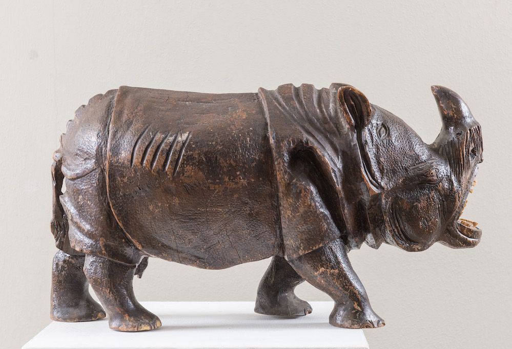 Null "Rhinoceros", wooden sculpture. End of XIXth century. Made of carved and ch&hellip;