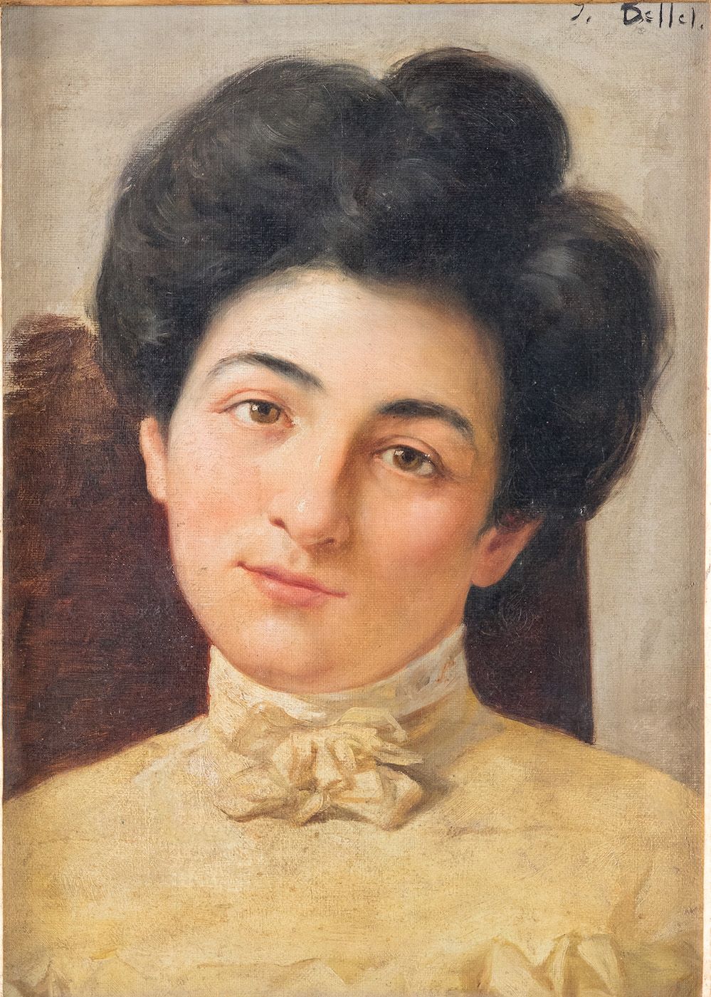 Null GAETANO BELLEI (Modène 1857 - 1922), attr. "Portrait de femme". Huile sur t&hellip;