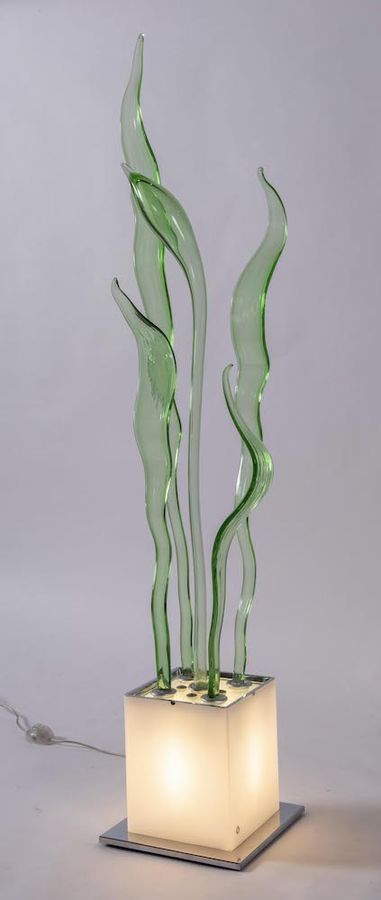 Null DANILO DE ROSSI Lampadaire en verre soufflé avec feuilles et bourgeons en v&hellip;