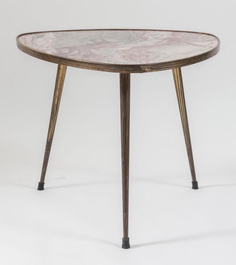 Null Brass coffee table with marble top. Made in Italy, circa 1950. Cm 62,5x57x5&hellip;