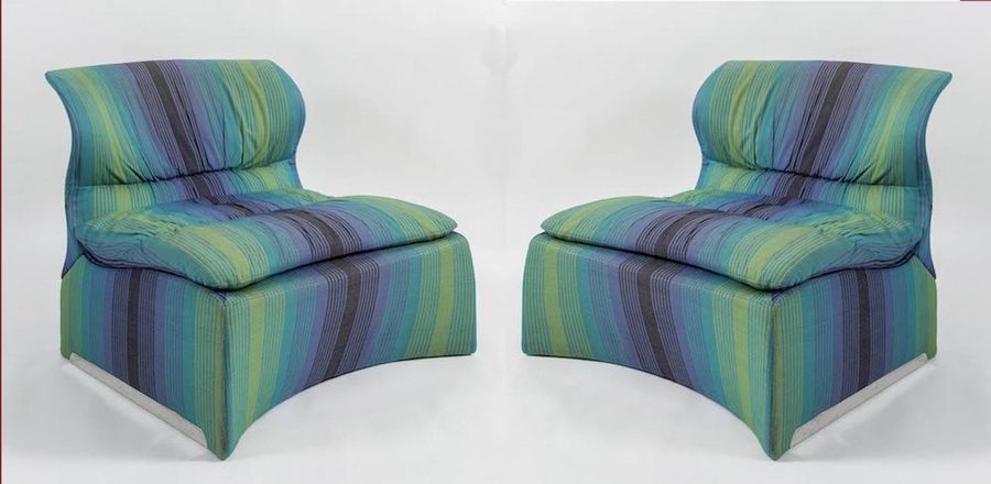Null GIOVANNI OFFREDI 一对布艺扶手椅Missoni型号Vela Bassa。原始商标。由意大利Saporiti公司制造，约1970年。每个&hellip;