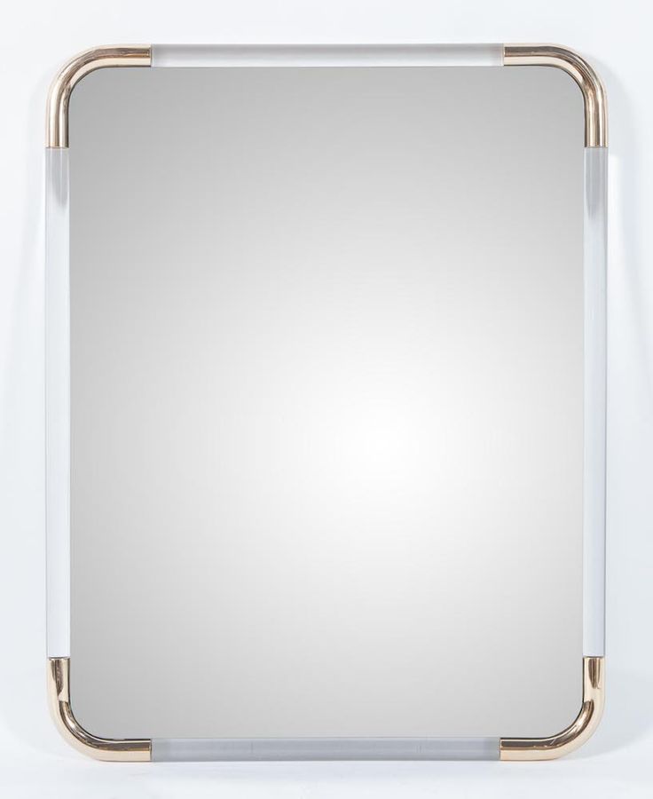 Null Corner mirror in brass and plexiglass. Made in Italy, c. 1980. Cm 90x69x3.