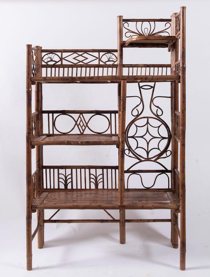 Null Armario con estantes de bambú y caña de guinea. Fabricado en Italia, c.1970&hellip;