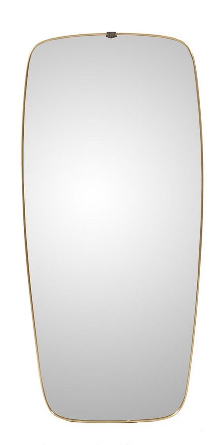 Null Mirror with brass frame. Slight defects. Made in Italy, ca. 1960. Cm 89x41.