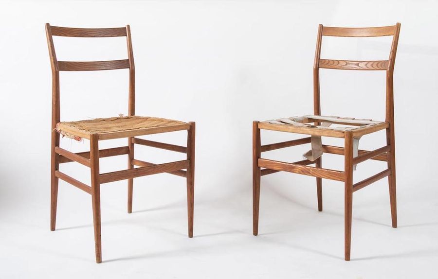 Null GIO PONTI Coppia di sedie in legno di frassino modello Leggera. Prod. Cassi&hellip;
