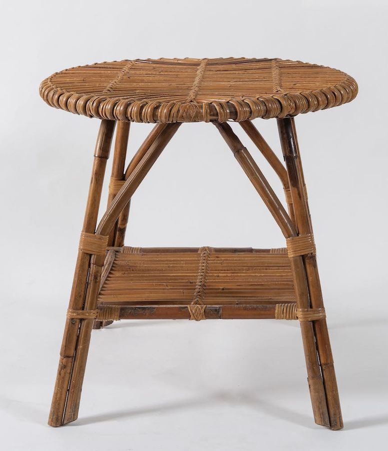 Null Table basse en bambou. Fabriqué en Italie, vers 1970. Cm 60x60x60.