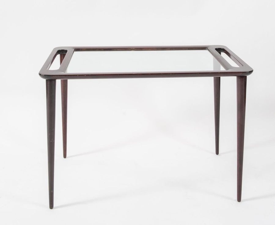 Null ICO PARISI Table basse en bois avec plateau en cristal modèle DB1A 405. Fab&hellip;