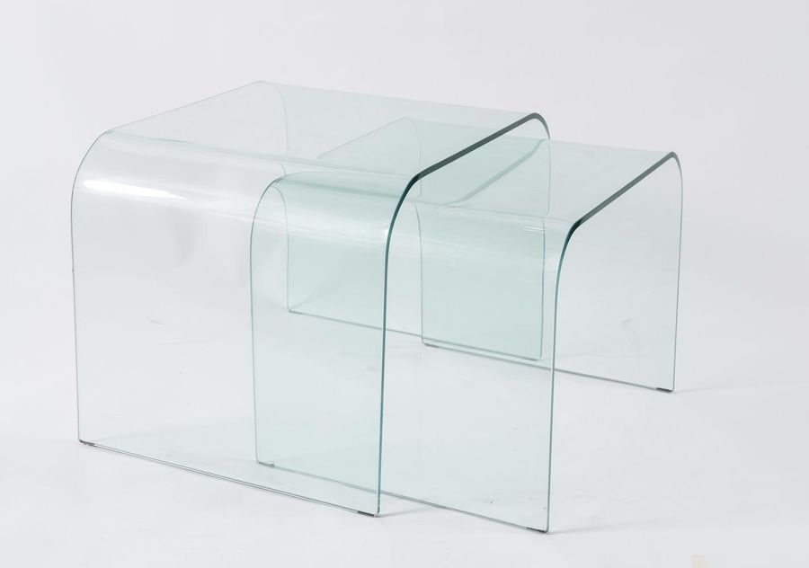 Null FIAM Pareja de mesas de centro de cristal. Fabricado en Italia, hacia 1960.&hellip;