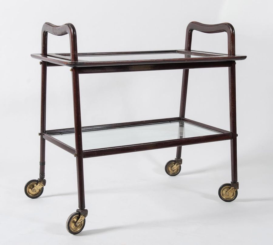Null ICO PARISI Trolley with removable wooden tray and glass shelves model DB1B &hellip;