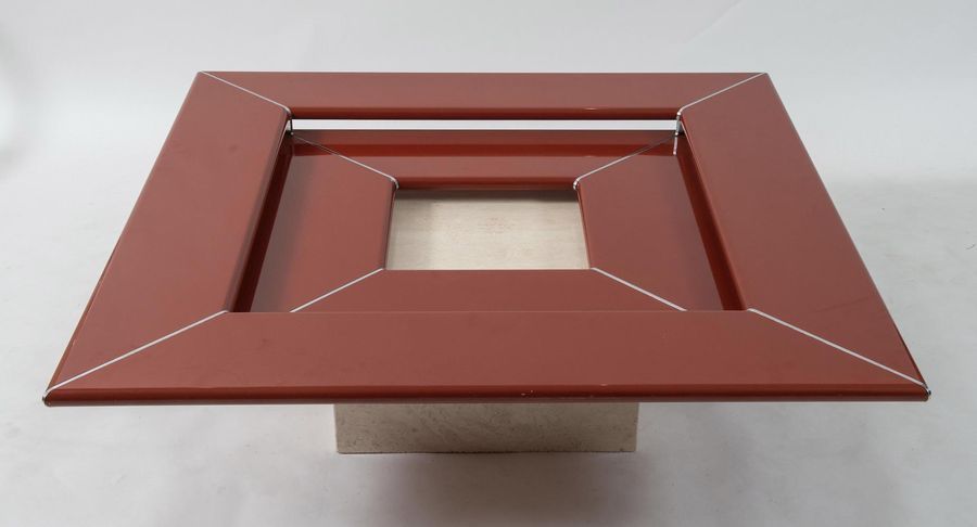 Null PAOLO PIVA Table basse en bois laqué et métal avec base en marbre travertin&hellip;